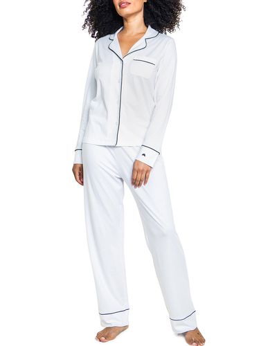 Petite Plume Luxe Pima Cotton Pajamas - White
