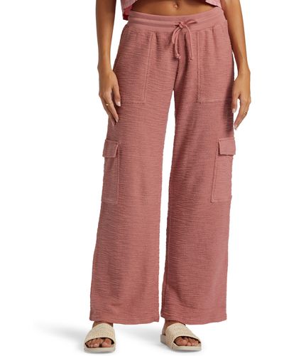 Roxy Off The Hook Cotton Blend Terry Cargo Pants - Red
