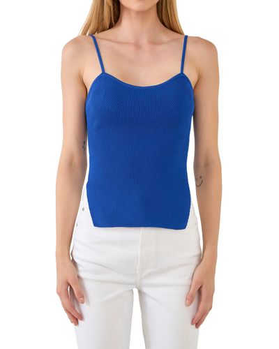 Endless Rose Ribbed Corset Camisole - Blue