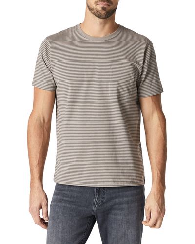 Mavi Stripe Cotton Pocket T-shirt - Gray