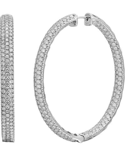 Bony Levy Diamond Inside Out Hoop Earrings - White