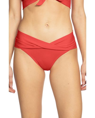 Robin Piccone Ava Twist Hipster Bikini Bottoms - Red