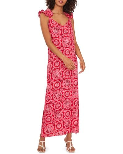 Vince Camuto Medal Tie Strap Maxi Dress - Red