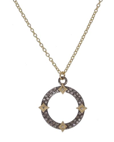Armenta Old World Champagne Diamond Open Pavé Circle Necklace - Metallic