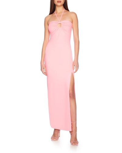 Susana Monaco Ring Front Halter Maxi Dress - Pink