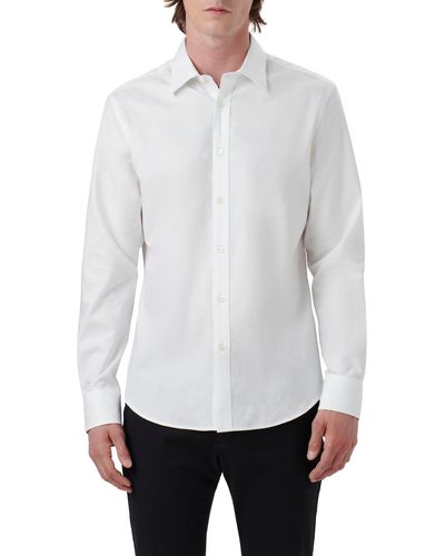 Bugatchi Julian Stretch Cotton Button-up Shirt - White