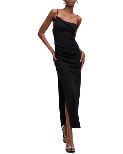 Mango Asymmetric Neckline Cocktail Dress - Black