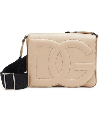 Dolce & Gabbana Dg Logo Flap Leather Crossbody Bag - Natural