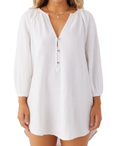 O'neill Sportswear Krysten Cotton Gauze Cover-up Tunic Minidress - White