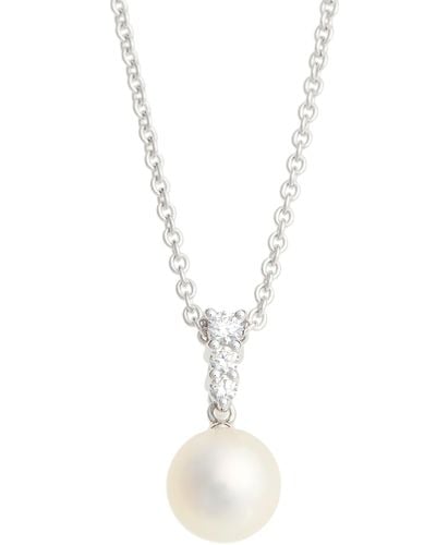 Mikimoto Morning Dew Akoya Cultured Pearl Diamond Pendant Necklace - White