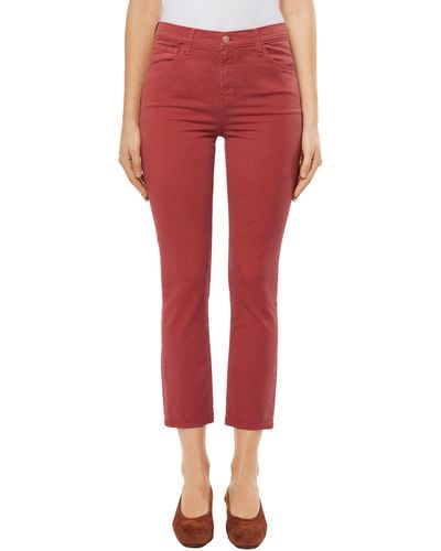J Brand Ruby High Waist Crop Skinny Jeans - Red