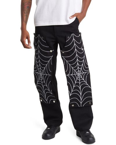 Tombogo Spiderweb Double Knee Cargo Pants - Black