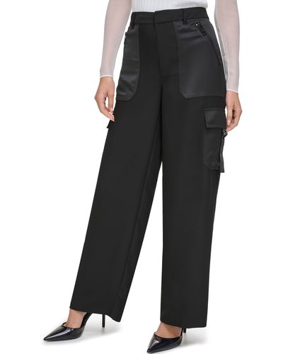 DKNY Satin Wide Leg Cargo Pants - Black