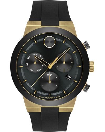 Movado Bold Fusion Chronograph Silicone Strap Watch - Black