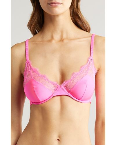Love Stories Lovely Lace Trim Underwire Bra - Pink