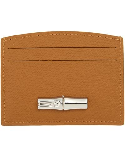 Longchamp Roseau 4-slot Leather Card Case - Brown