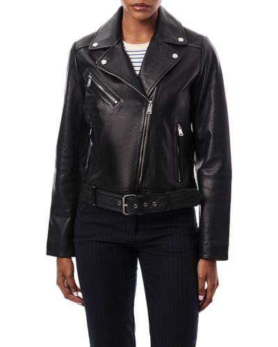 Bernardo Crop Leather Moto Jacket - Black