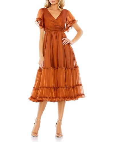 Mac Duggal Ruffle A-line Cocktail Dress - Orange
