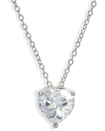 Nordstrom 2ct Tw Sterling Silver Cubic Zirconia Heart Pendant Necklace - White