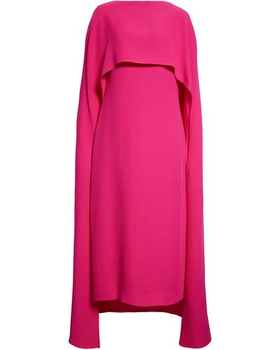 Valentino Silk Cady Couture Cape Dress - Pink
