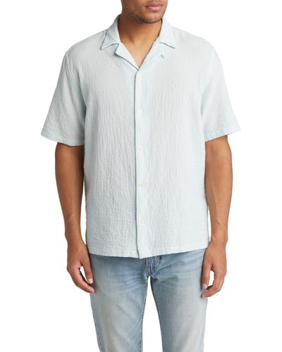 AllSaints Mattole Relaxed Fit Crepe Short Sleeve Button-up Camp Shirt - White