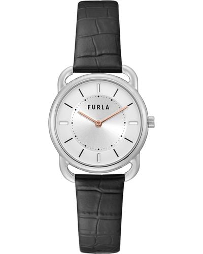 Furla Sleek Leather Strap Watch - White
