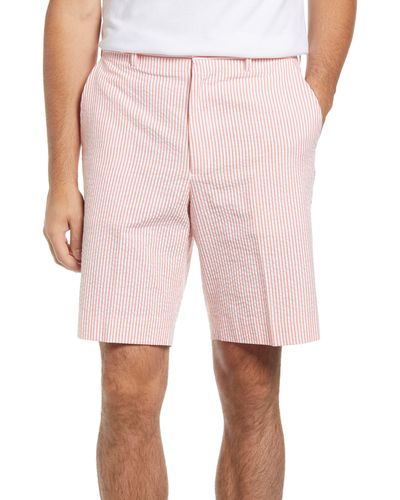 Berle Flat Front Seersucker Shorts - Pink