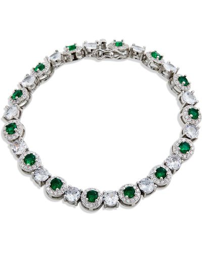 Savvy Cie Jewels Cubic Zirconia Halo Tennis Bracelet - Green
