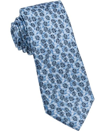 W.r.k. Floral Silk Tie - Blue