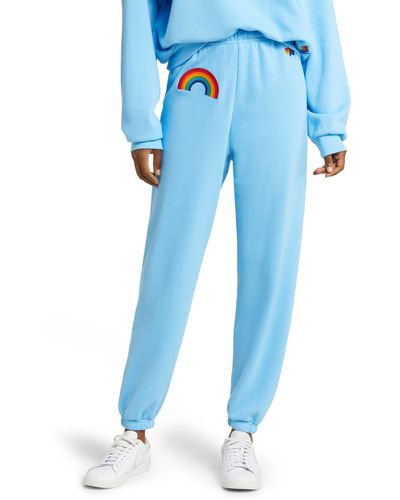 Aviator Nation Rainbow Embroidered Sweatpants - Blue