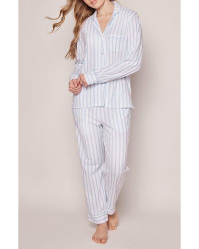 Petite Plume Stripe Pima Cotton Pajamas - White