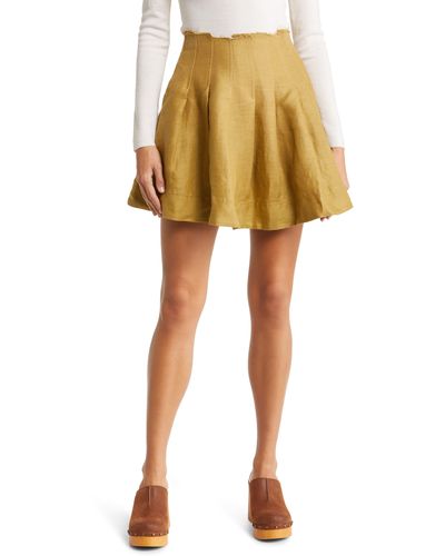 Aje. Byblos Pleated Linen Miniskirt - Yellow