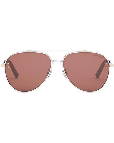 Dior Cd Diamond A1u 59mm Pilot Sunglasses - Pink