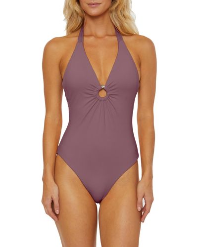 SOLUNA Shirred Ring One-piece Swimsuit - Purple