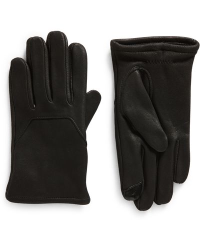 Nordstrom Faux Fur Lined Leather Gloves - Black