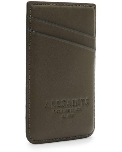 AllSaints Callie Leather Card Case - Green