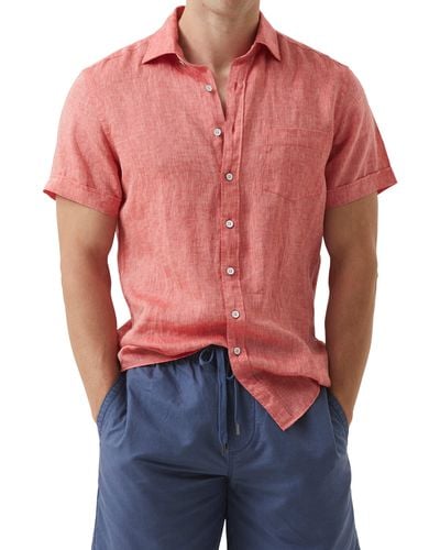 Rodd & Gunn Ellerslie Short Sleeve Linen Button-up Shirt - Red