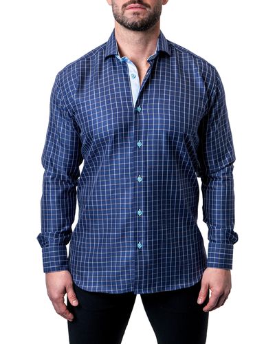 Maceoo Einstein Royal Check Contemporary Fit Button-up Shirt At Nordstrom - Blue