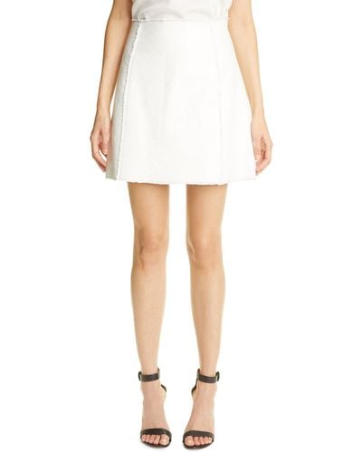 St. John Leather & Tweed Bonded Miniskirt - White