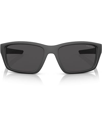 Prada 57mm Irregular Sunglasses - Black