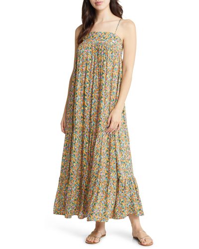 Rip Curl Afterglow Ditsy Floral Tiered Maxi Sundress - Natural