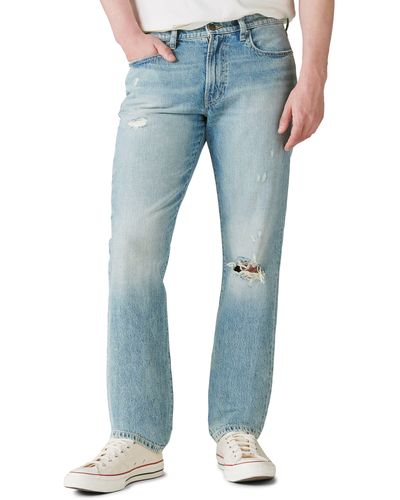 Lucky Brand 223 Ripped Straight Leg Jeans - Blue