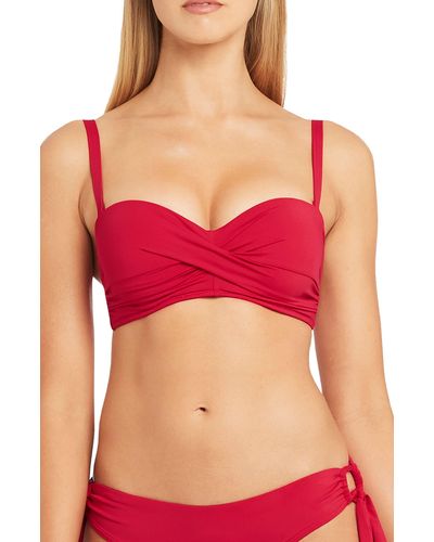 Sea Level Twist Front Bandeau Bikini Top - Red