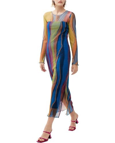 French Connection Saskia Eydie Long Sleeve Maxi Dress - Blue
