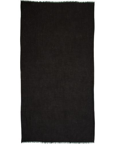 Lafayette 148 New York Sequin Embellished Wool Blend Fringe Scarf - Black