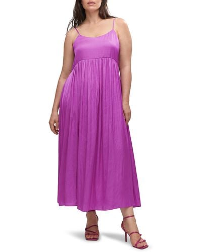 Mango Scoop Neck Satin Dress - Purple