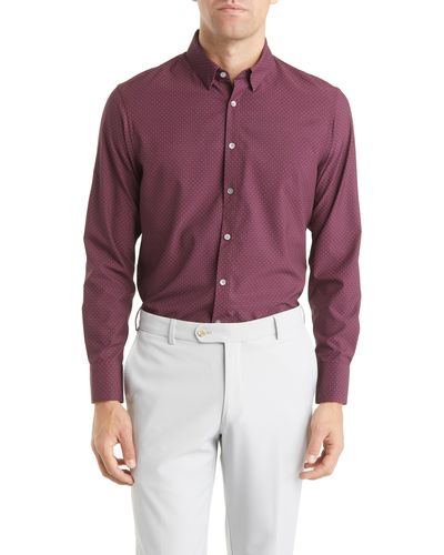 Mizzen+Main Mizzen+main Leeward Trim Fit Dot Print Performance Button-up Shirt - Purple