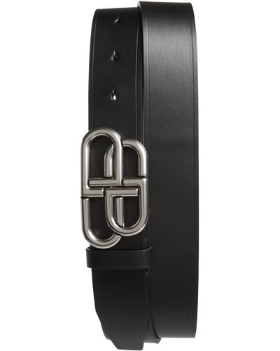 Balenciaga Intertwining Twin-b Leather Belt - Black