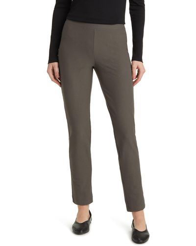 Eileen Fisher Slim Ankle Stretch Crepe Pants - Black