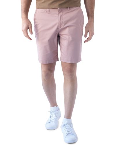 DEVIL-DOG DUNGAREES 9" Slim Straight Leg Stretch Cotton Chino Shorts - Pink